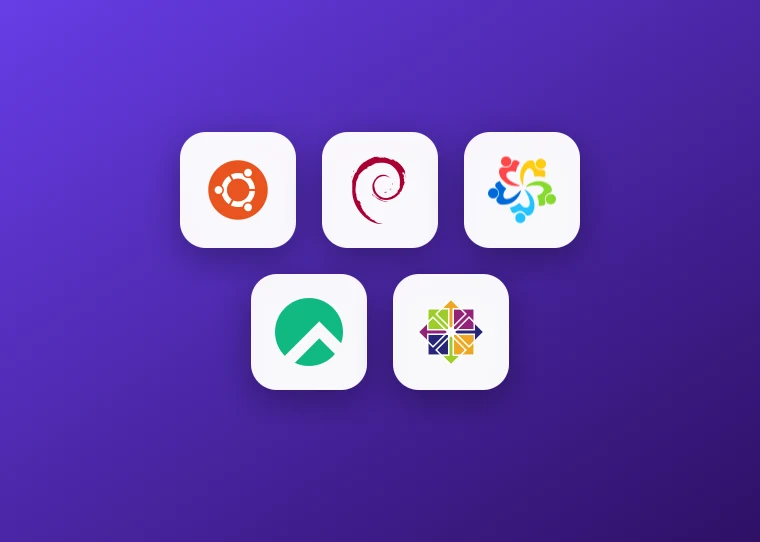 Kurulabilen Linux dağıtımları: Ubuntu, Debian, AlmaLinux, Rocky Linux ve CentOS