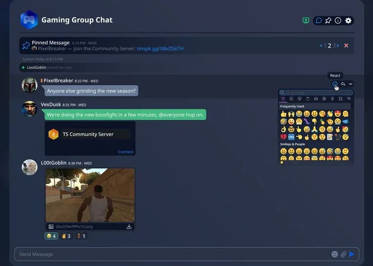 A large team connecting to a voice server